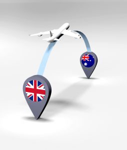An image of an aircraft flying between UK and Australia